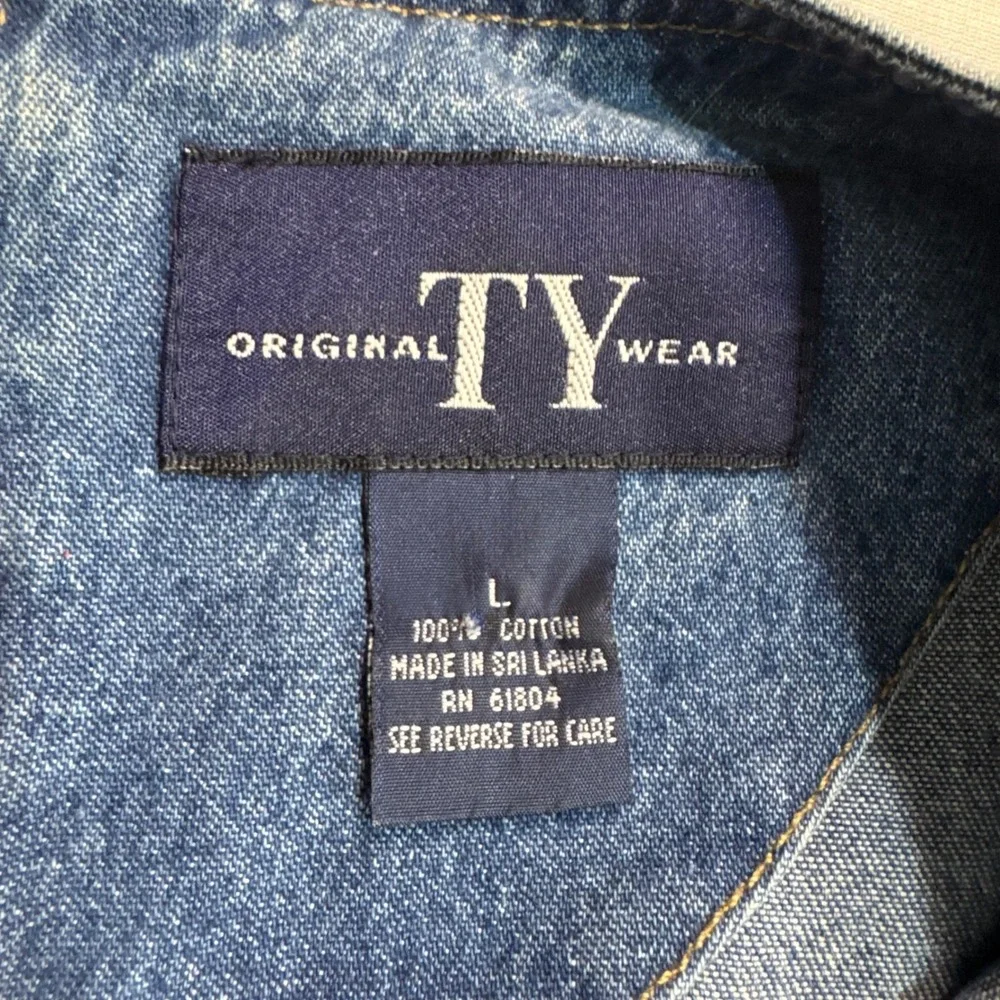 Coastal Grandma Vtg Cottagecore 90s Vintage Women Large Denim Jeans Maxi Dress - Picture 3 of 7